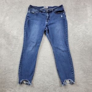 We The Free Jeans Womens 34 Blue CRVY Destroyed Raw Hem Measures 34X25